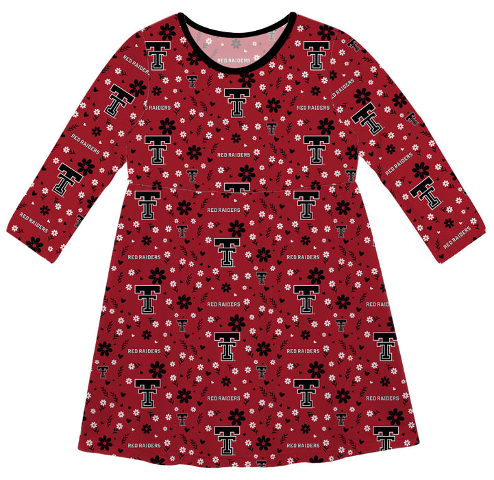 Texas Tech Red Raiders Vive La Fete Girls Game Day Long Sleeve Red Dress