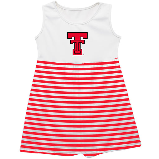 Texas Tech Red Raiders Vive La Fete Girls White Sleeveless Tank Dress Red Stripes on Skirt