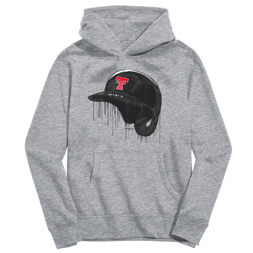 Texas Tech Red Raiders Original Dripping Baseball Helmet Hoodie Boys Grey Cotton T-Shirt  by Vive La Fete