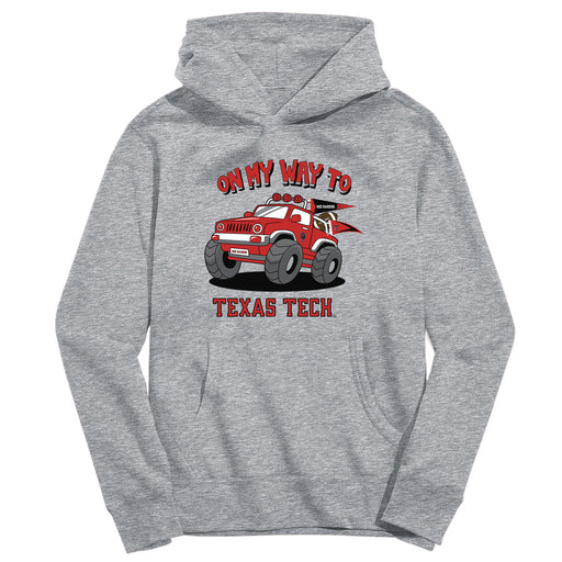 Texas Tech Red Raiders On My Way Monster Truck Heather Grey Cotton Youth Hoodie