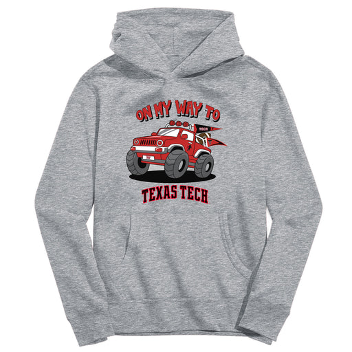 Texas Tech Red Raiders On My Way Monster Truck Heather Grey Cotton Youth Hoodie - Vive La Fête - Online Apparel Store