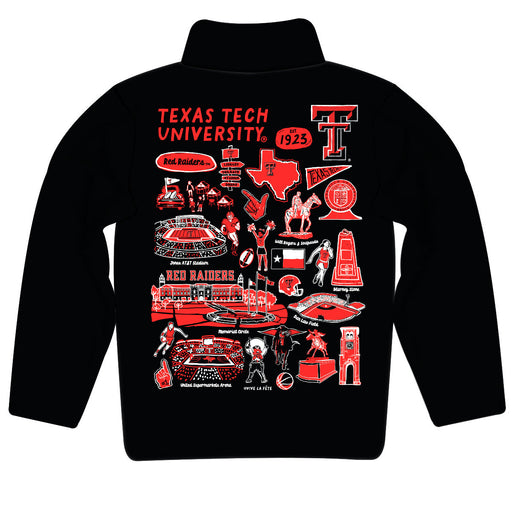 Texas Tech Red Raiders Hand Sketched Vive La Fete Impressions Artwork Black Boys Quarter Zip Pullover V1 - Vive La Fête - Online Apparel Store