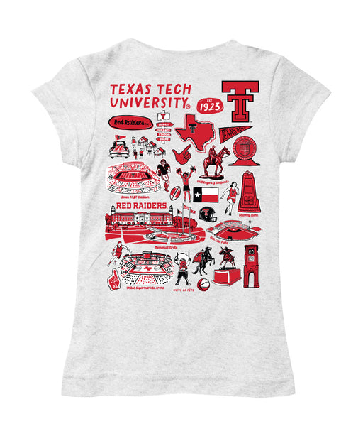 Texas Tech Red Raiders Hand Sketched Vive La Fete Impressions Artwork Girls Cotton Short Sleeve Tee - Vive La Fête - Online Apparel Store