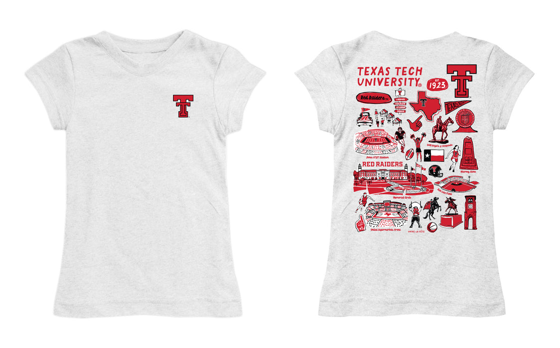 Texas Tech Red Raiders Hand Sketched Vive La Fete Impressions Artwork Girls Cotton Short Sleeve Tee - Vive La Fête - Online Apparel Store