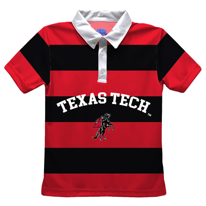 Texas Tech Red Raiders Stripes Short Sleeve Polo Box Shirt Red and Black - Vive La Fête - Online Apparel Store