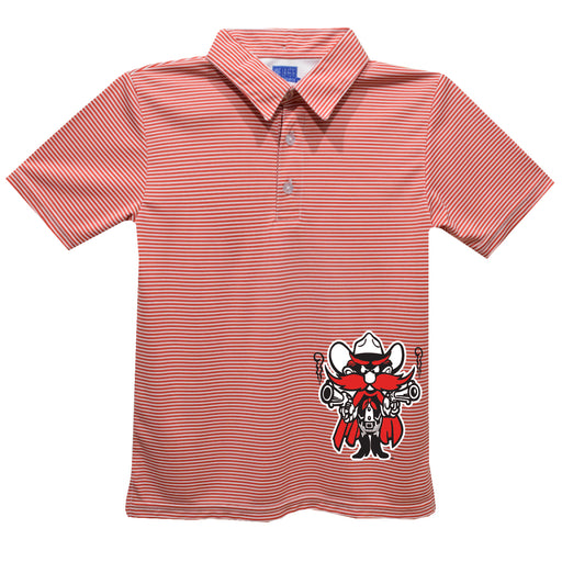 Texas Tech Red Raiders Stripes Short Sleeve Polo Box Shirt Red Cardinal
