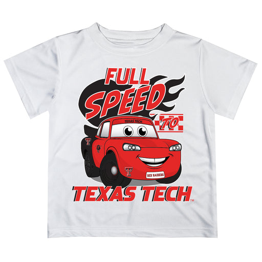 Texas Tech Red Raiders Vive La Fete Toy Racing Car Boys Game Day White Short Sleeve Tee