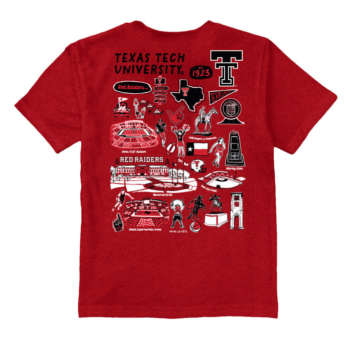Texas Tech Red Raiders Vive La Fete Impressions Artwork Red T-shirt Cotton Blends - Vive La Fête - Online Apparel Store
