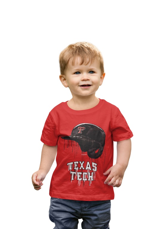 Texas Tech Red Raiders Original Dripping Baseball Helmet Red T-Shirt Cotton by Vive La Fete - Vive La Fête - Online Apparel Store