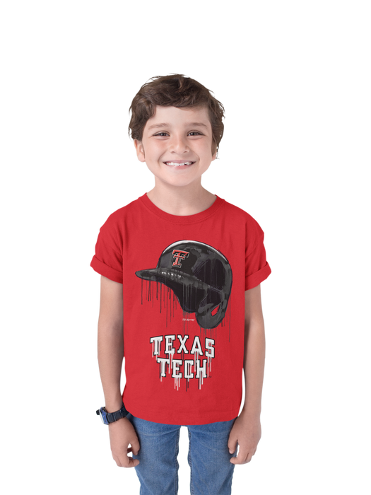 Texas Tech Red Raiders Original Dripping Baseball Helmet T-Shirt Cotton by Vive La Fete