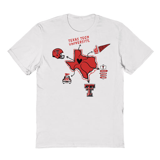 Texas Tech Red Raiders Hand Sketched Vive La Fete Impressions Icones Kids White T-shirt