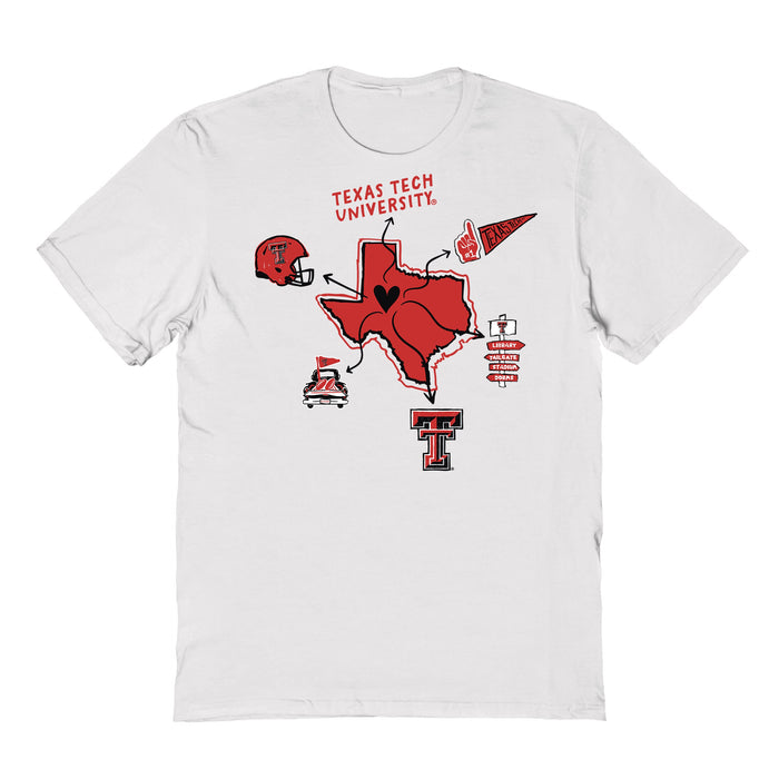 Texas Tech Red Raiders Hand Sketched Vive La Fete Impressions Icones Kids White T-shirt