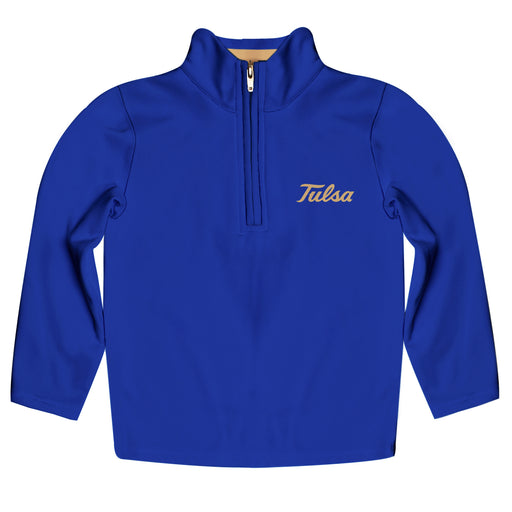 Tulsa Golden Hurricane Vive La Fete Game Day Solid Blue Quarter Zip Pullover Sleeves