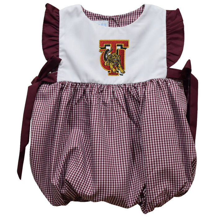 Tuskegee University Golden Tigers Embroidered Maroon Gingham Girls Bubble