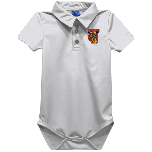 Tuskegee University Golden Tigers Embroidered White Solid Knit Boys Polo Bodysuit