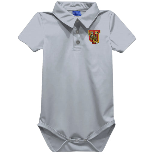 Tuskegee University Golden Tigers Embroidered Gray Solid Knit Boys Polo Bodysuit