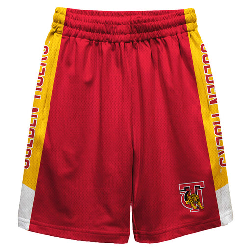 Tuskegee Golden Tigers Vive La Fete Game Day Red Stripes Boys Solid Gold Athletic Mesh Short