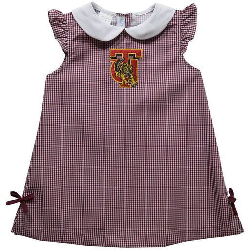 Tuskegee University Golden Tigers Embroidered Maroon Gingham A Line Dress
