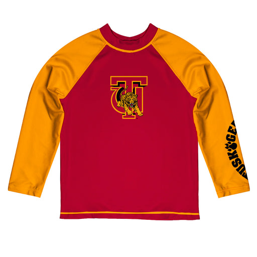 Tuskegee University Golden Tigers Vive La Fete Logo Crimson Long Sleeve Raglan Rashguard