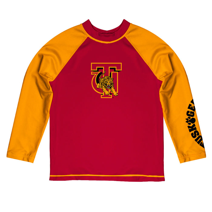 Tuskegee University Golden Tigers Vive La Fete Logo Crimson Long Sleeve Raglan Rashguard