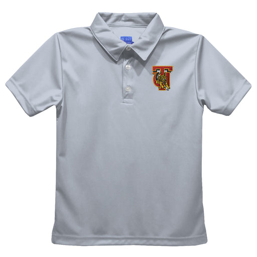 Tuskegee University Golden Tigers Embroidered Gray Short Sleeve Polo Box Shirt