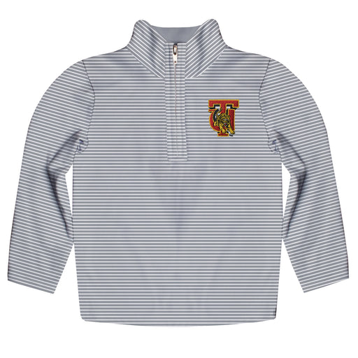 Tuskegee University Golden Tigers Embroidered Womens Gray Stripes Quarter Zip Pullover