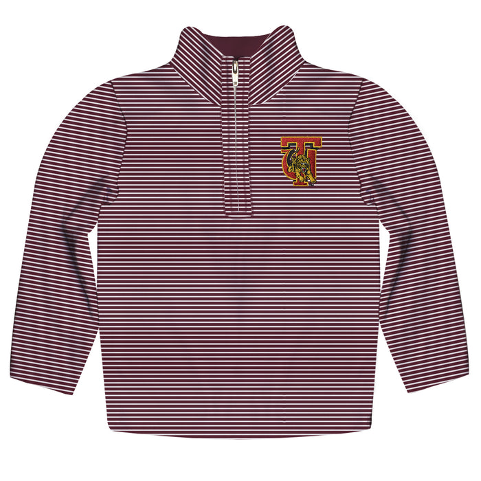 Tuskegee University Golden Tigers Embroidered Womens Maroon Stripes Quarter Zip Pullover