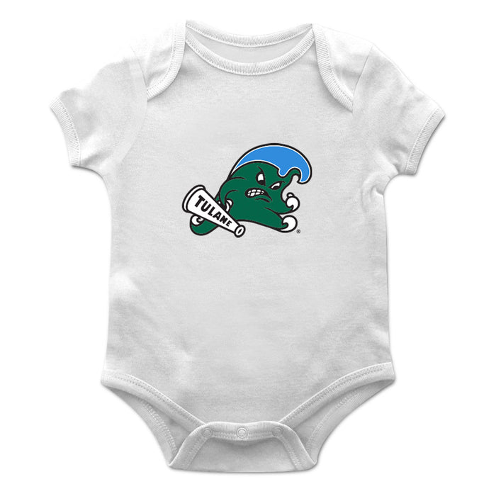 Tulane Green Wave Cotton Short Sleeve Bodysuit White