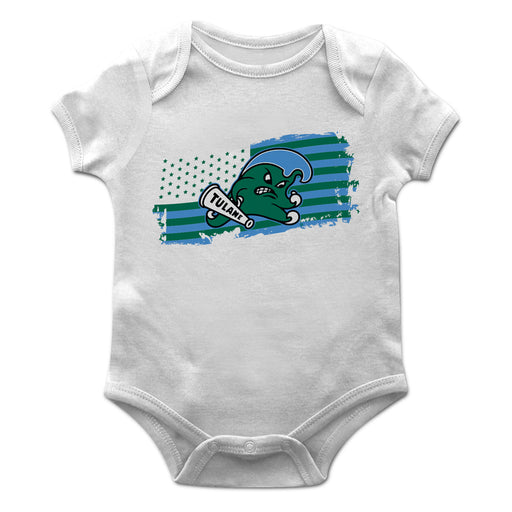 Tulane Green Wave Vive La Fete Infant Game Day White Short Sleeve Bodysuit