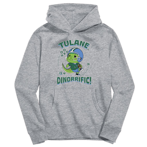 Tulane Green Wave Dinorrific Heather Grey Cotton Youth Hoodie