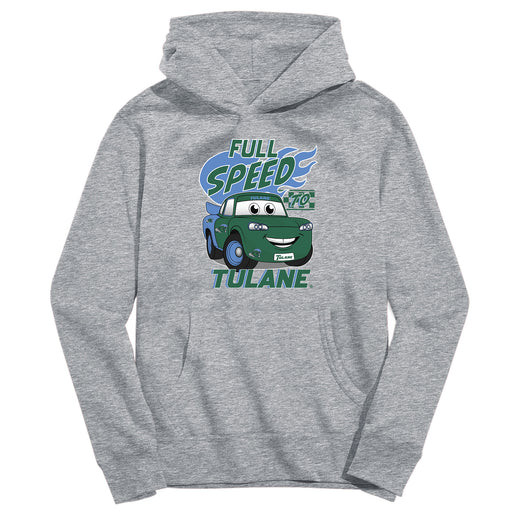 Tulane Green Wave Full Speed Heather Grey Cotton Youth Hoodie