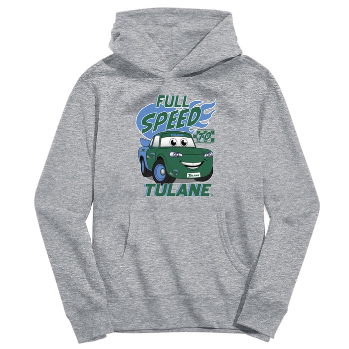 Tulane Green Wave Full Speed Heather Grey Cotton Youth Hoodie