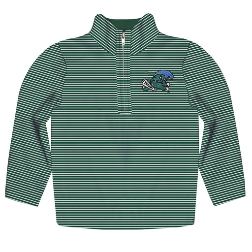 Tulane Green Wave Embroidered Hunter Green Stripes Quarter Zip Pullover