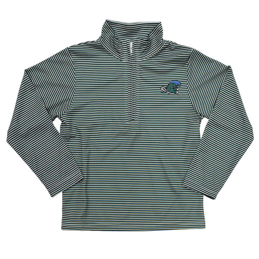 Tulane Green Wave Embroidered Hunter Green Stripes Quarter Zip Pullover