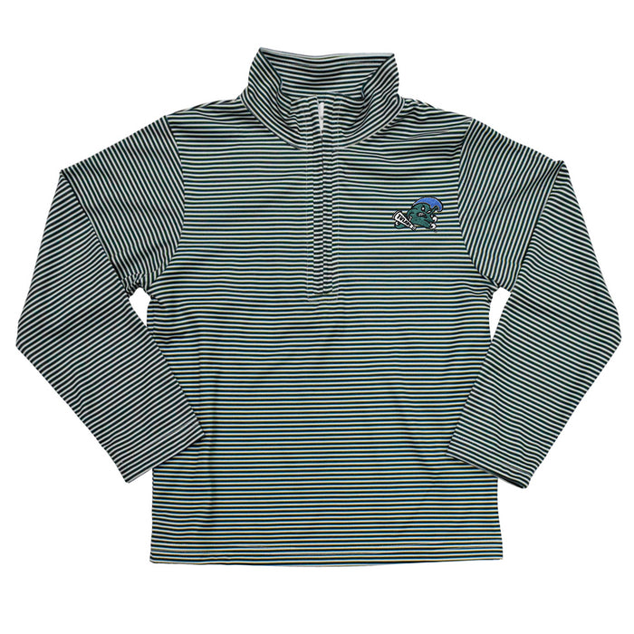 Tulane Green Wave Embroidered Hunter Green Stripes Quarter Zip Pullover