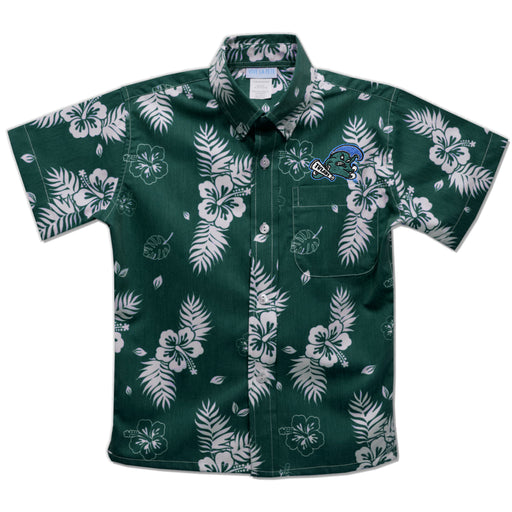 Tulane Green Wave Hunter Green Hawaiian Short Sleeve Button Down Shirt