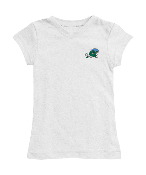 Tulane Green Wave Hand Sketched Vive La Fete Impressions Artwork White Girls Cotton Short Sleeve Tee