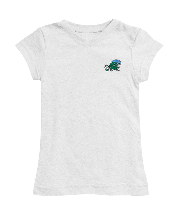 Tulane Green Wave Hand Sketched Vive La Fete Impressions Artwork White Girls Cotton Short Sleeve Tee