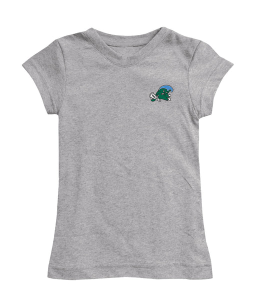 Tulane Green Wave Hand Sketched Vive La Fete Impressions Artwork Grey Girls Cotton Short Sleeve Tee