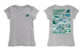 Tulane Green Wave Hand Sketched Vive La Fete Impressions Artwork Grey Girls Cotton Short Sleeve Tee - Vive La Fête - Online Apparel Store