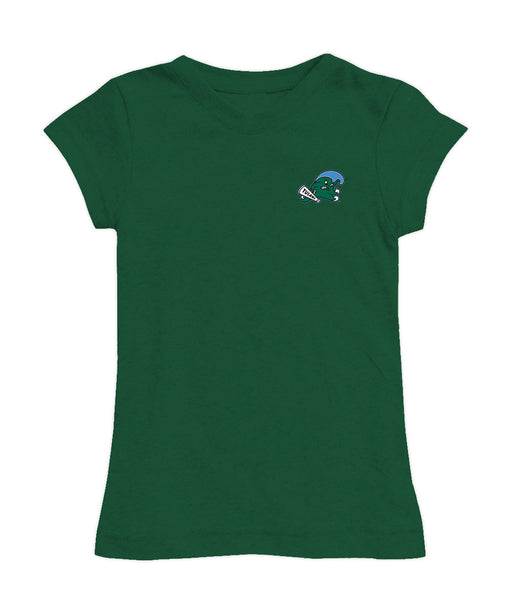 Tulane Green Wave Hand Sketched Vive La Fete Impressions Artwork Green Girls Cotton Short Sleeve Tee