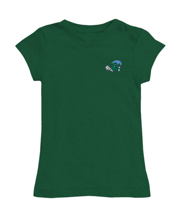 Tulane Green Wave Hand Sketched Vive La Fete Impressions Artwork Green Girls Cotton Short Sleeve Tee