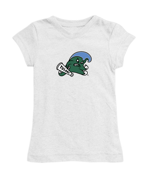 Tulane Green Wave Girl´s Fitted Cotton T-shirt White