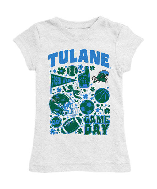 Tulane Green Wave Girl´s Fitted Cotton T-shirt White