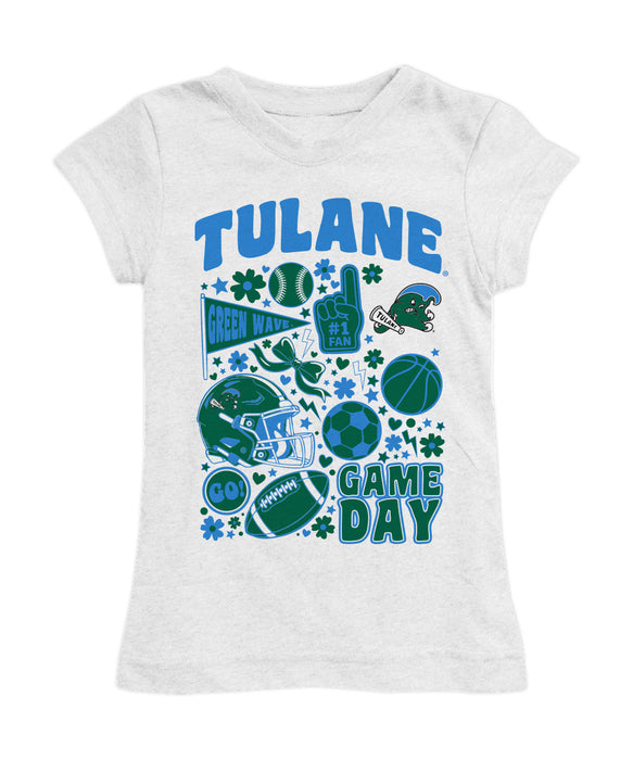 Tulane Green Wave Girl´s Fitted Cotton T-shirt White