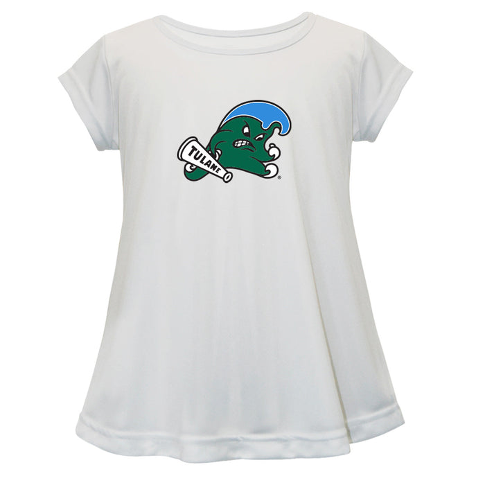 Tulane Green Wave Short Sleeve Youth Cotton Top White