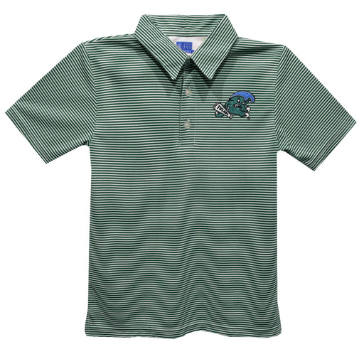 Tulane Green Wave Embroidered Hunter Green Stripes Short Sleeve Polo Box Shirt