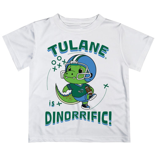 Tulane Green Wave Vive La Fete Dinorrific Boys Game Day White Short Sleeve Tee