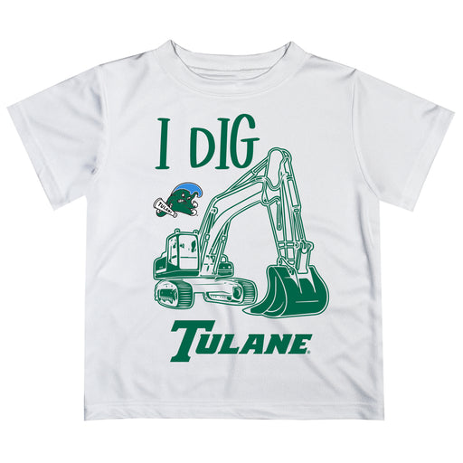 Tulane Green Wave Vive La Fete Excavator Boys Game Day White Short Sleeve Tee