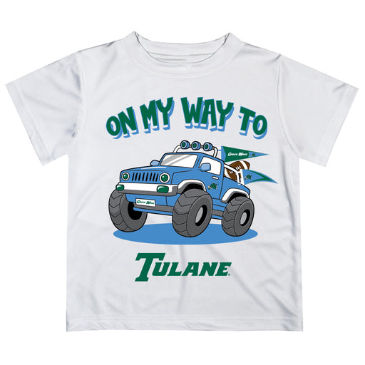 Tulane Green Wave Vive La Fete Monster Truck Boys Game Day White Short Sleeve Tee